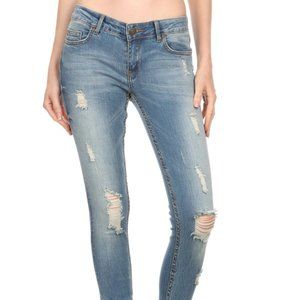 Perfect Stretch Ankle Destroyed Skinny Jeans
